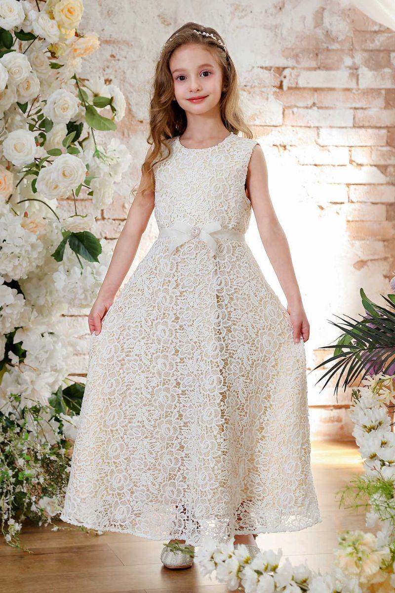 A-Line Maxi lace Flower Girl Dress CF0364 - COCOMELODY